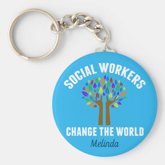 Cute Social Work Inspirerend Quote Monogram Sleutelhanger (Voorkant)