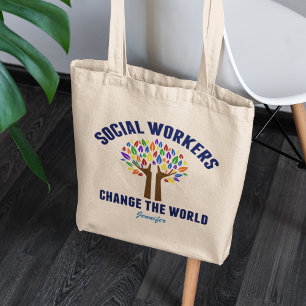 Cute Social Work Inspirerend Quote Monogram Tote Bag