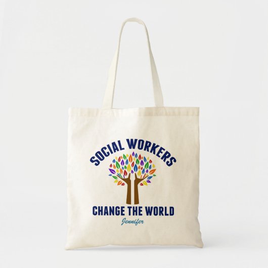 Cute Social Work Inspirerend Quote Monogram Tote Bag (Voorkant)