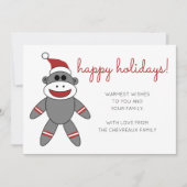 Cute Sock-aap met kerstkerstFeestdagen met kerstmi Kaart (Voorkant)