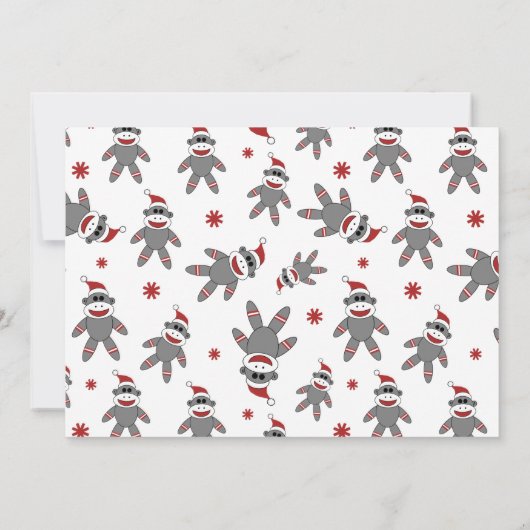 Cute Sock-aap met kerstkerstFeestdagen met kerstmi Kaart (Achterkant)