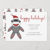 Cute Sock-aap met kerstkerstFeestdagen met kerstmi Kaart (Voorkant / Achterkant)