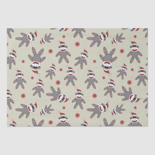 Cute Sock-aap met kerstpatronen voor kerstmis met  Tissuepapier (Voorkant)