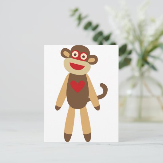 Cute Sock Monkey Briefkaart (Staand voorkant)