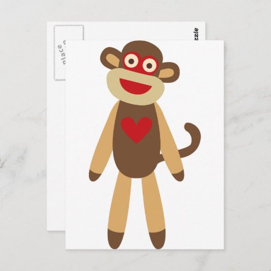 Cute Sock Monkey Briefkaart (Voorkant / Achterkant)