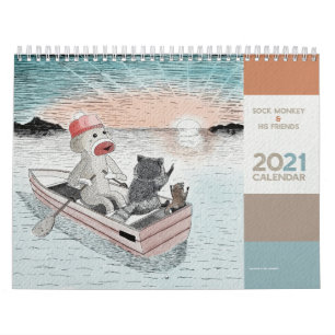 Cute Sock Monkey en Zijn vrienden - Agenda 2021 Kalender