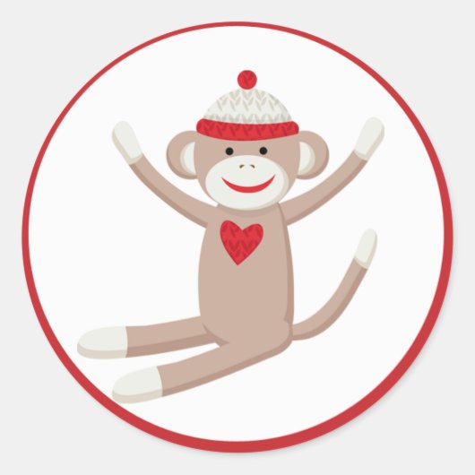 Cute Sock Monkey Envelope-zegels of touchtoperator Ronde Sticker (Voorkant)