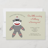 Cute Sock Monkey met hart 1ste verjaardag Kaart (Voorkant)