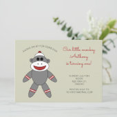 Cute Sock Monkey met hart 1ste verjaardag Kaart (Staand voorkant)