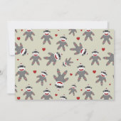 Cute Sock Monkey met hart 1ste verjaardag Kaart (Achterkant)