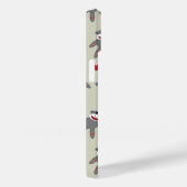 Cute Sock Monkey met hartpatroon op Tan Case-Mate iPhone Case (Achterkant / Rechts)