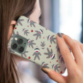 Cute Sock Monkey met hartpatroon op Tan Case-Mate iPhone Case