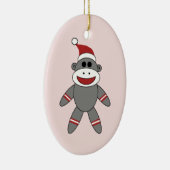Cute Sock Monkey met kerstmis kerstmis Keramisch Ornament (Rechts)