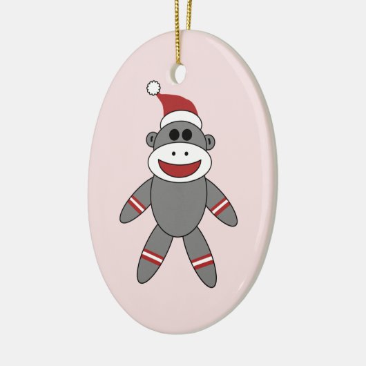Cute Sock Monkey met kerstmis kerstmis Keramisch Ornament (Links)