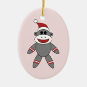 Cute Sock Monkey met kerstmis kerstmis Keramisch Ornament (Voorkant)