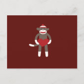 Cute Sock Monkey met Pet Holding Heart Briefkaart (Voorkant)