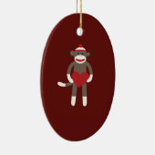 Cute Sock Monkey met Pet Holding Heart Keramisch Ornament (Rechts)