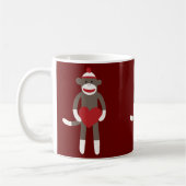 Cute Sock Monkey met Pet Holding Heart Koffiemok (Links)