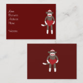 Cute Sock Monkey met Pet Holding Heart Visitekaartje (Voorkant / Achterkant)