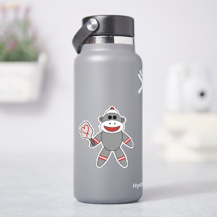 Cute Sock Monkey met Pickleball Paddle Sticker