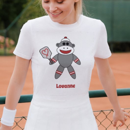 Cute Sock Monkey met Pickleball Paddle T-shirt