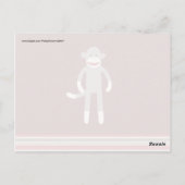 Cute Sock Monkey op rood met strepen Briefkaart (Achterkant)