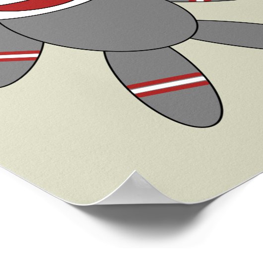 Cute Sock Monkey op Tan Nursery Poster (Hoek)