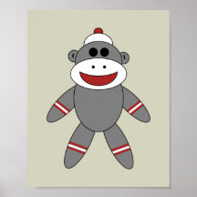 Cute Sock Monkey op Tan Nursery