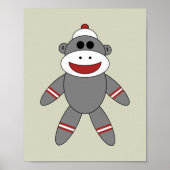 Cute Sock Monkey op Tan Nursery Poster (Voorkant)
