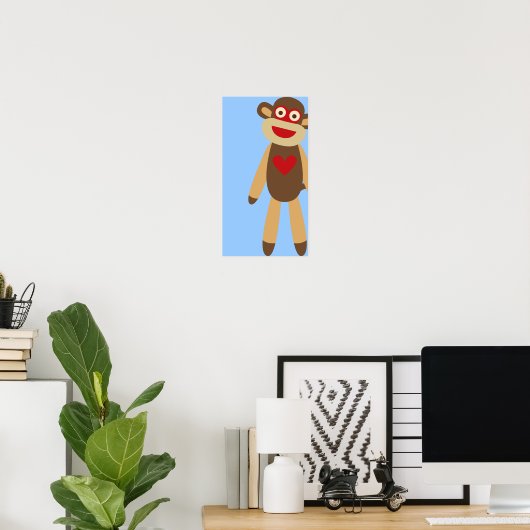 Cute Sock Monkey Poster (Thuiskantoor)