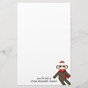 Cute Sock Monkey Stationery Briefpapier