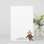 Cute Sock Monkey Stationery Briefpapier (Staand voorkant)
