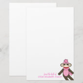 Cute Sock Monkey Stationery Briefpapier (Voorkant / Achterkant)