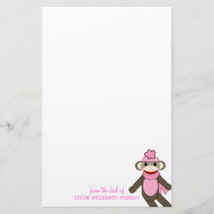 Cute Sock Monkey Stationery Briefpapier