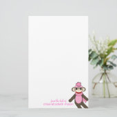 Cute Sock Monkey Stationery Briefpapier (Staand voorkant)