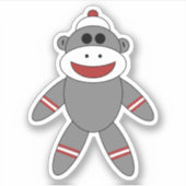 Cute Sock Monkey-toppen met Speelgoed Sticker (Voorkant)