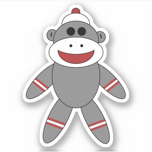 Cute Sock Monkey-toppen met Speelgoed Sticker (Voorkant)