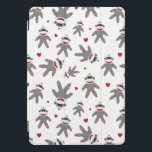 Cute Socket Monkeys met Red Hearts Pattern iPad Pro Cover<br><div class="desc">Deze sokaap met een iPad smart cover is perfect voor iedereen die van sokapen houdt en het op hun iPad wil shows!</div>