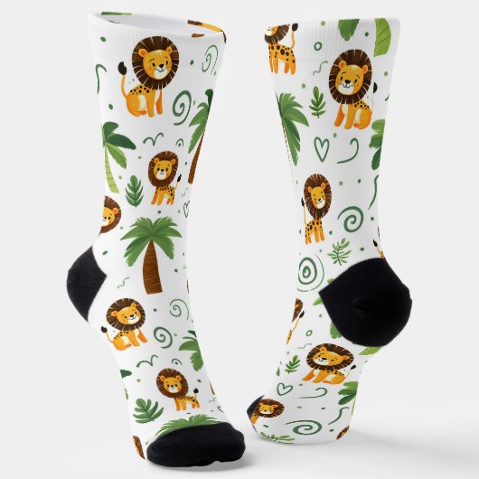 Cute Socks with Baby Lion Safari Jungle Animal  Sokken (Gebogen)