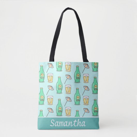 Cute Soda Pop and Beach Umbrella Summery Tote Bag (Voorkant)