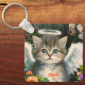 Cute Soft Angel Kat Sleutelhanger (Voorkant)