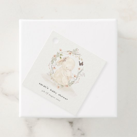 Cute Soft Baby mum Bunny Floral Wreated Baby showe Bedankjes Labels (In situ)