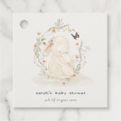 Cute Soft Baby mum Bunny Floral Wreated Baby showe Bedankjes Labels (Voorkant)