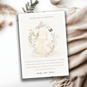 Cute Soft Baby mum Bunny Floral Wreated Baby showe Bedankkaart