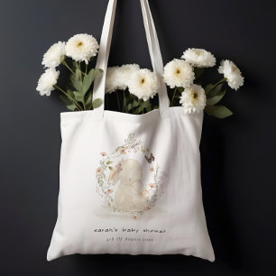 Cute Soft Baby mum Bunny Floral Wreated Baby showe Tote Bag
