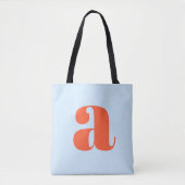 Cute Soft Blue Orange Monogram Retro Lettering Tote Bag (Voorkant)