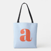 Cute Soft Blue Orange Monogram Retro Lettering Tote Bag (Achterkant)