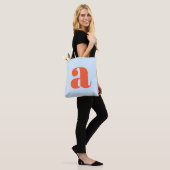 Cute Soft Blue Orange Monogram Retro Lettering Tote Bag (Op model)