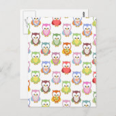 Cute soft colourful owls different chest patterns briefkaart (Voorkant / Achterkant)