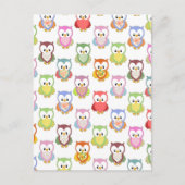 Cute soft colourful owls different chest patterns briefkaart (Voorkant)